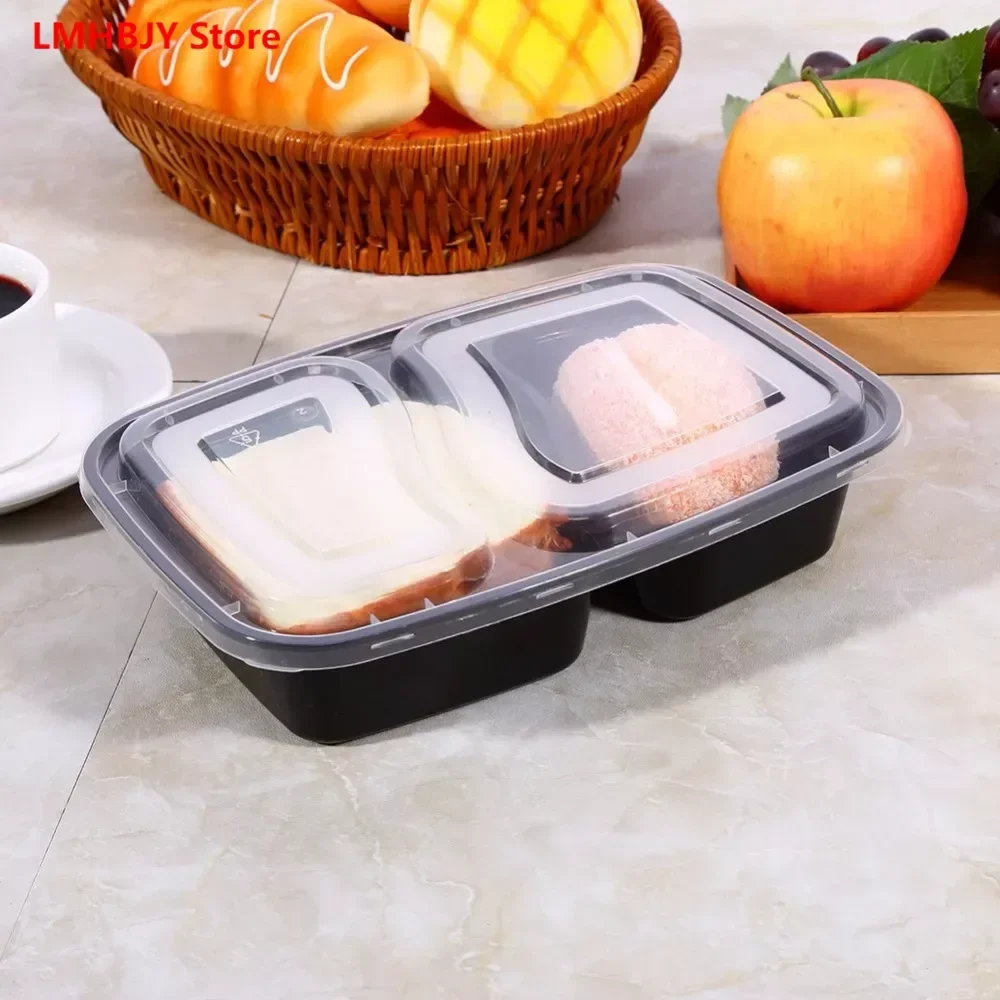 Plastic Herbruikbare Bento Box Meal Opslag Food Prep Lunchbox 3 Compartiment Herbruikbare Magnetronbakjes Thuis Lunchbox