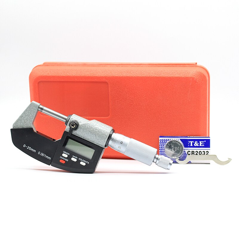 De alta precisión de 0.001mm CR2032 electrónicos diámetro exterior micrómetro 0-25mm con LCD digital micrómetro calibrador digital