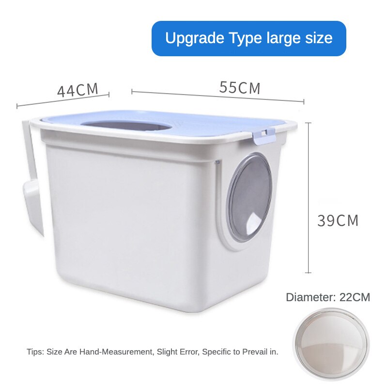 Cerrado completamente Anti-olor Arena de gato caja de baño actualizado Top grande-en la caja de arena con pala para gatos desmontable: Blue