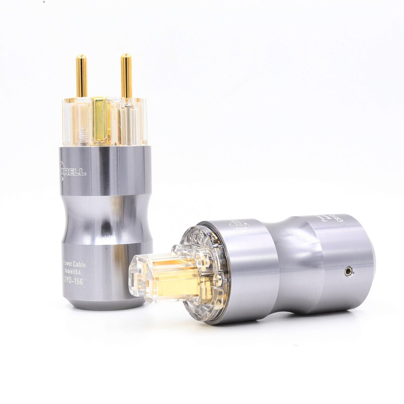 Krell-conector de alimentación schuko chapado en oro de 24k, Conector de Audio IEC transparente/negro, Europeo, UE