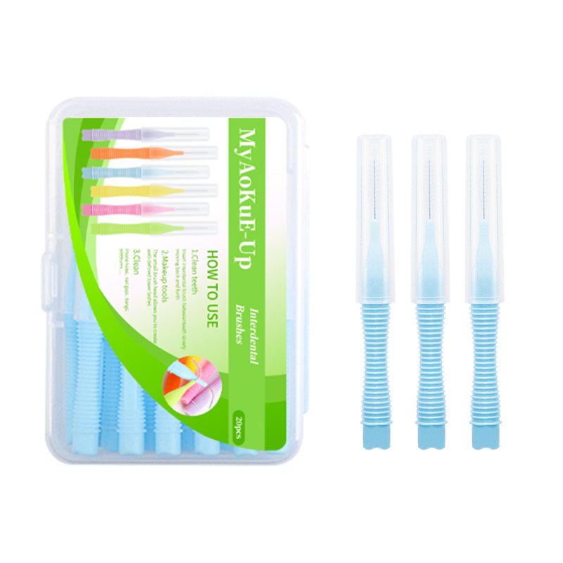 20 piezas Pro herramientas desechables para pestañas, microcepillos flexibles para maquillaje de cejas, artículos esenciales para salón, Kit de belleza higiénico: Azul