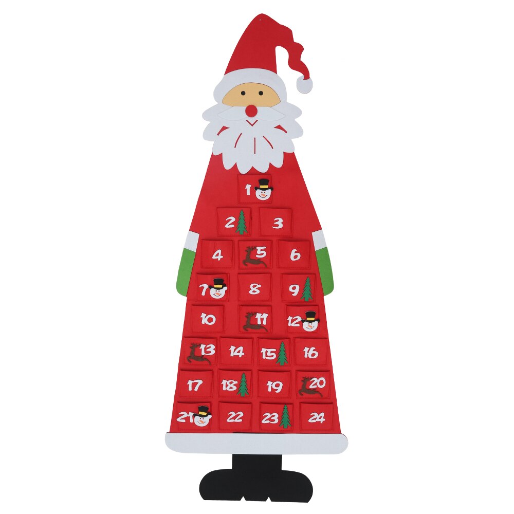Felt Christmas Advent Calendar with Pockets Wall Hanging Santa Felt Advent Calendar 24 Days Countdown Calendar for Home Decor: Red