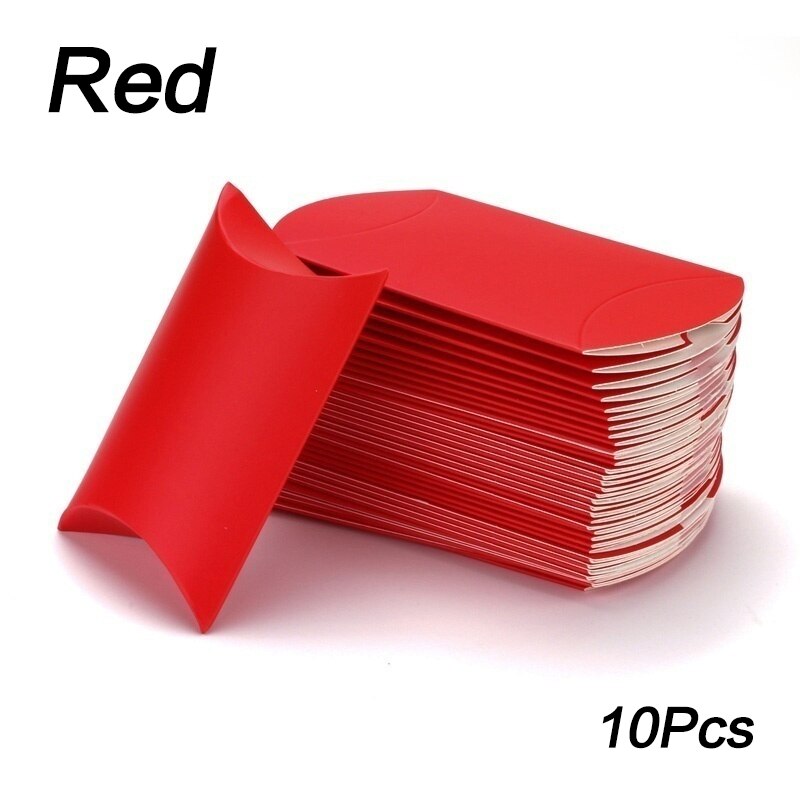 10 unids/lote caja con forma de almohada caja de dulces para regalar caja para recuerdo de de boda cartón de decoración/PVC/marrón Kraft