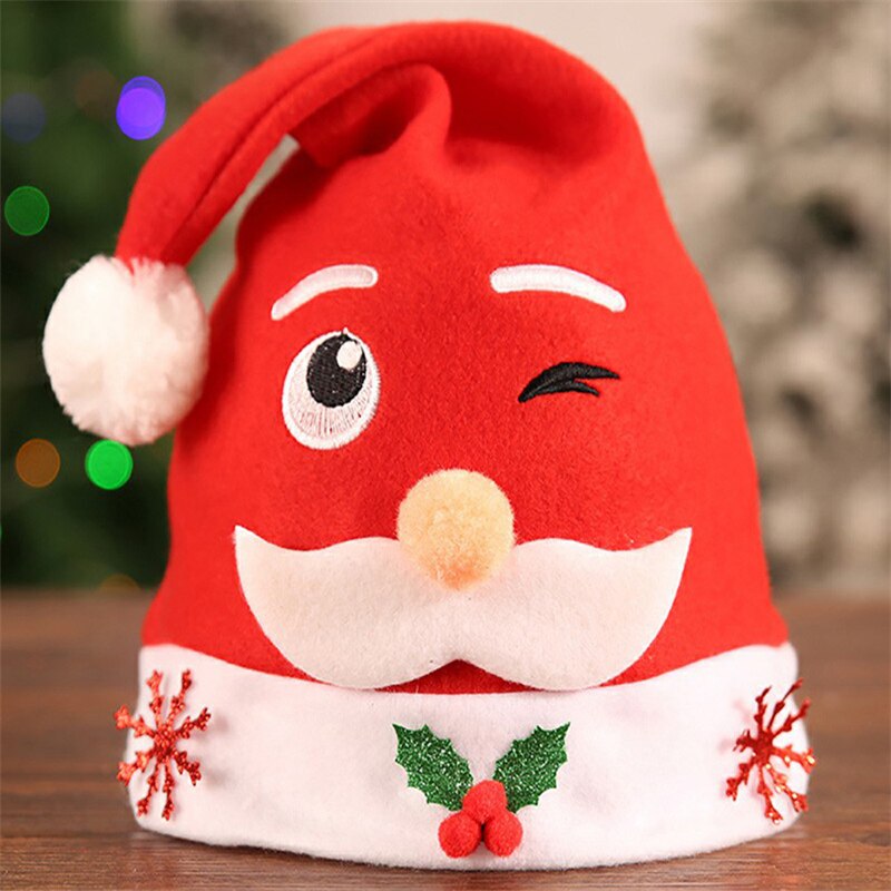 Merry Christmas Hat Elk Glasses Blink Santa Hats Christmas Cap Xmas Decorations for Home Modeling Party Dress Cap Children Adult: Blinking