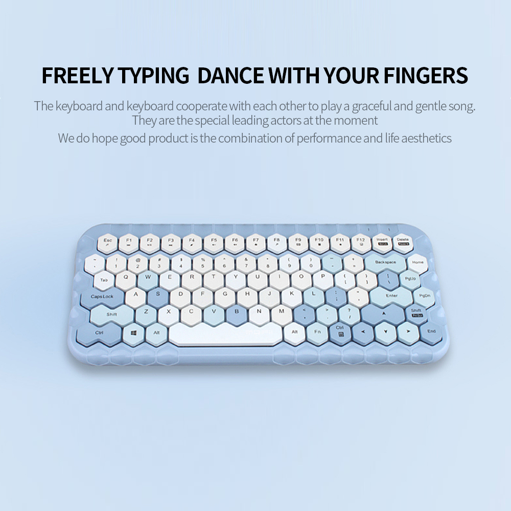 Candy Colors Wireless Keyboard Mouse Combo 2.4G Mixed Color 83 Key Mini Keyboard Mouse Set with Honeycomb Key Caps