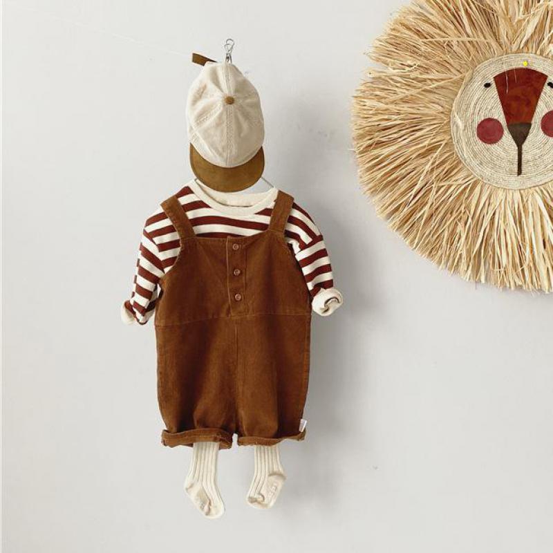 Baby Boy Overalls Solid Color Autumn Winter Corduroy Girls Jumpsuit Casual Loose Trousers Infant Kids Jumpsuit With Sweatshirt