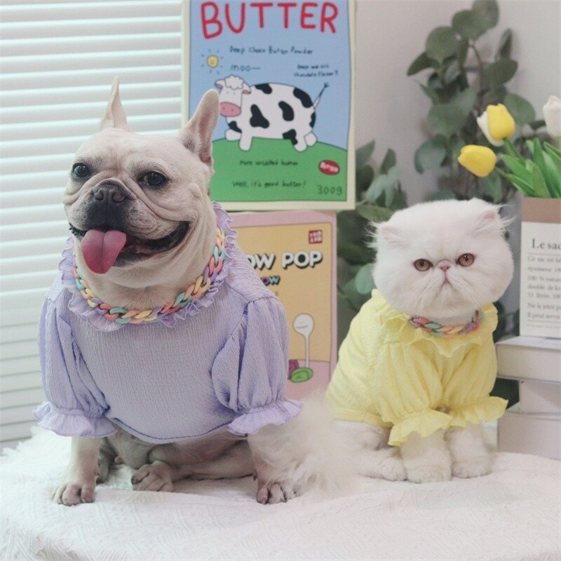 Dog Summer Clothes for Small Medium Dogs Sweet Frenchie Bulldog Tshirt Ice Silk Dog Vest Dog Girl Clothing Pug Cooling Vests