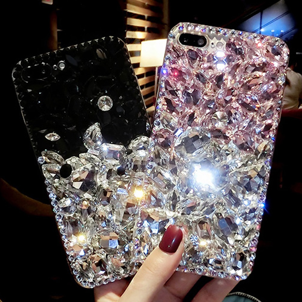 Rhinestone Case 3D Diamant Bling Roze Telefoon Cover coque voor Samsung Galaxy J3 J5 J7 A3 A5 A7 J330 j530 J730 A320 A520 A720