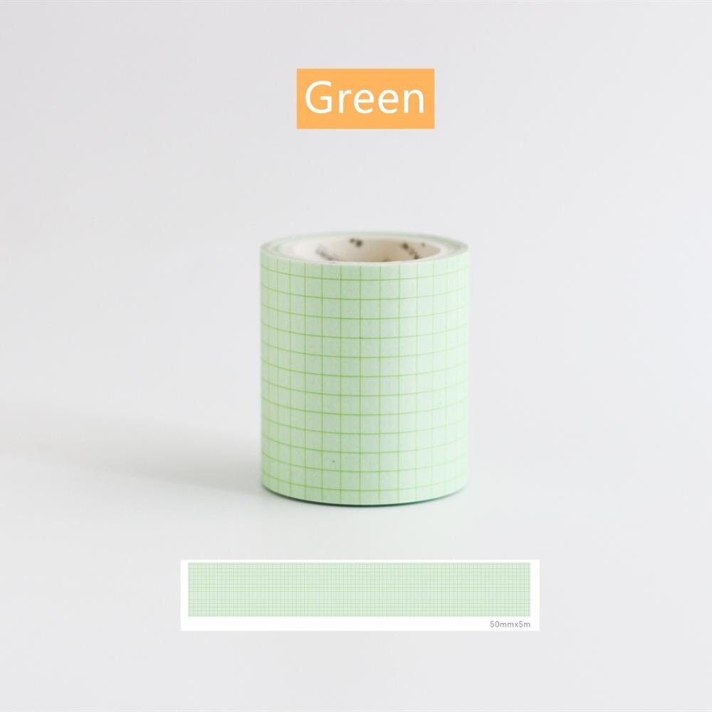 Grundlæggende kontrolmønster washi tape 50mm blå grøn lyserød gitterstribe klæbende maskebånd skrive på klistermærker journal album  a6162: Grøn