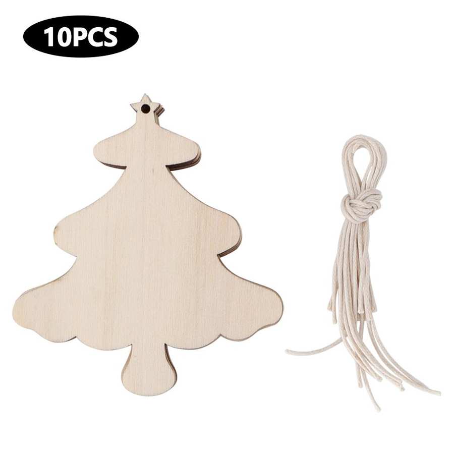 Houten mooie feest hangende hanger ornament kerstboomversiering: Boom (pak  of 10))