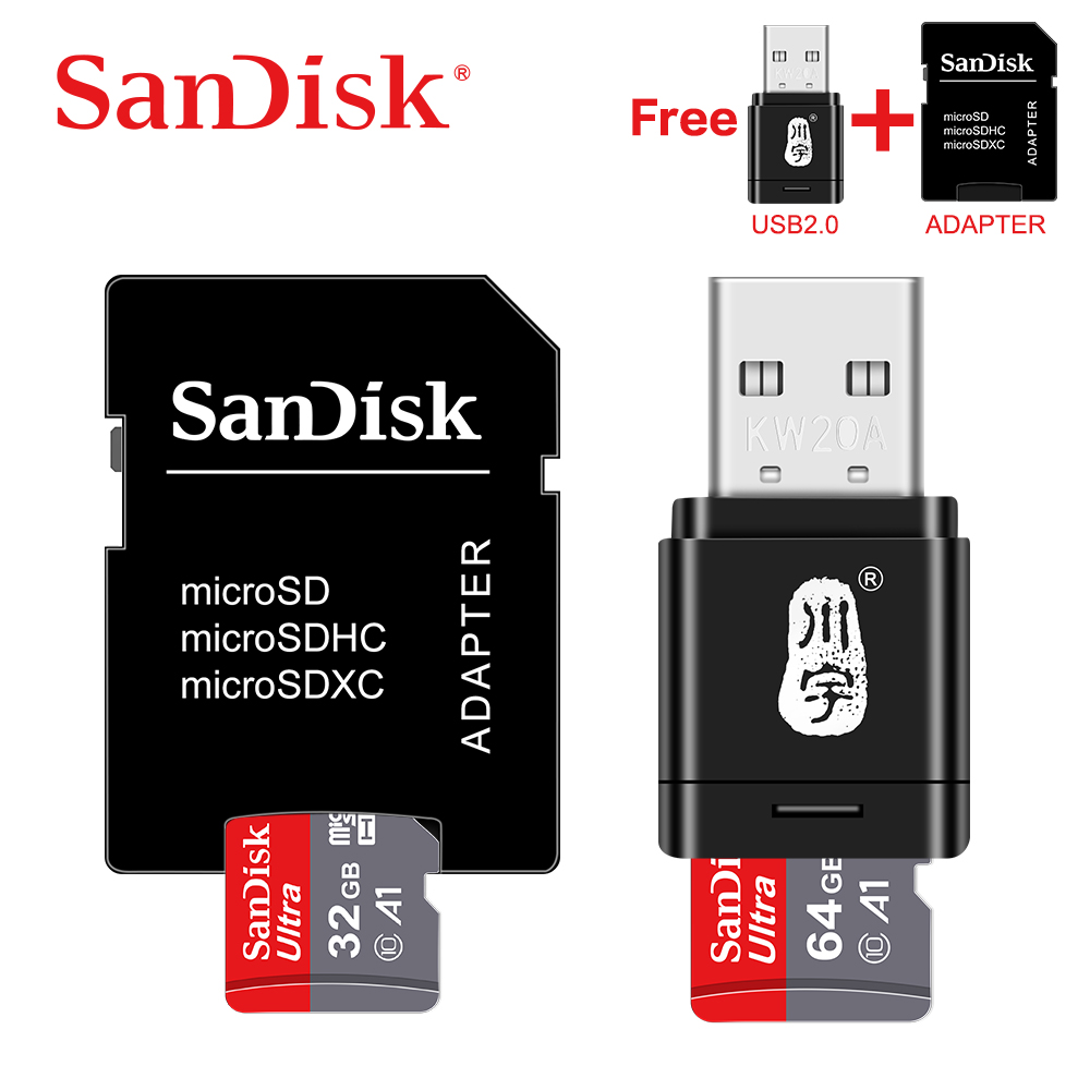 100% Originele Sandisk Micro Sd Card Class10 Tf Card16gb 32Gb 64Gb 128Gb Geheugenkaart Voor Telefoon En Tafel pc Met Adapter