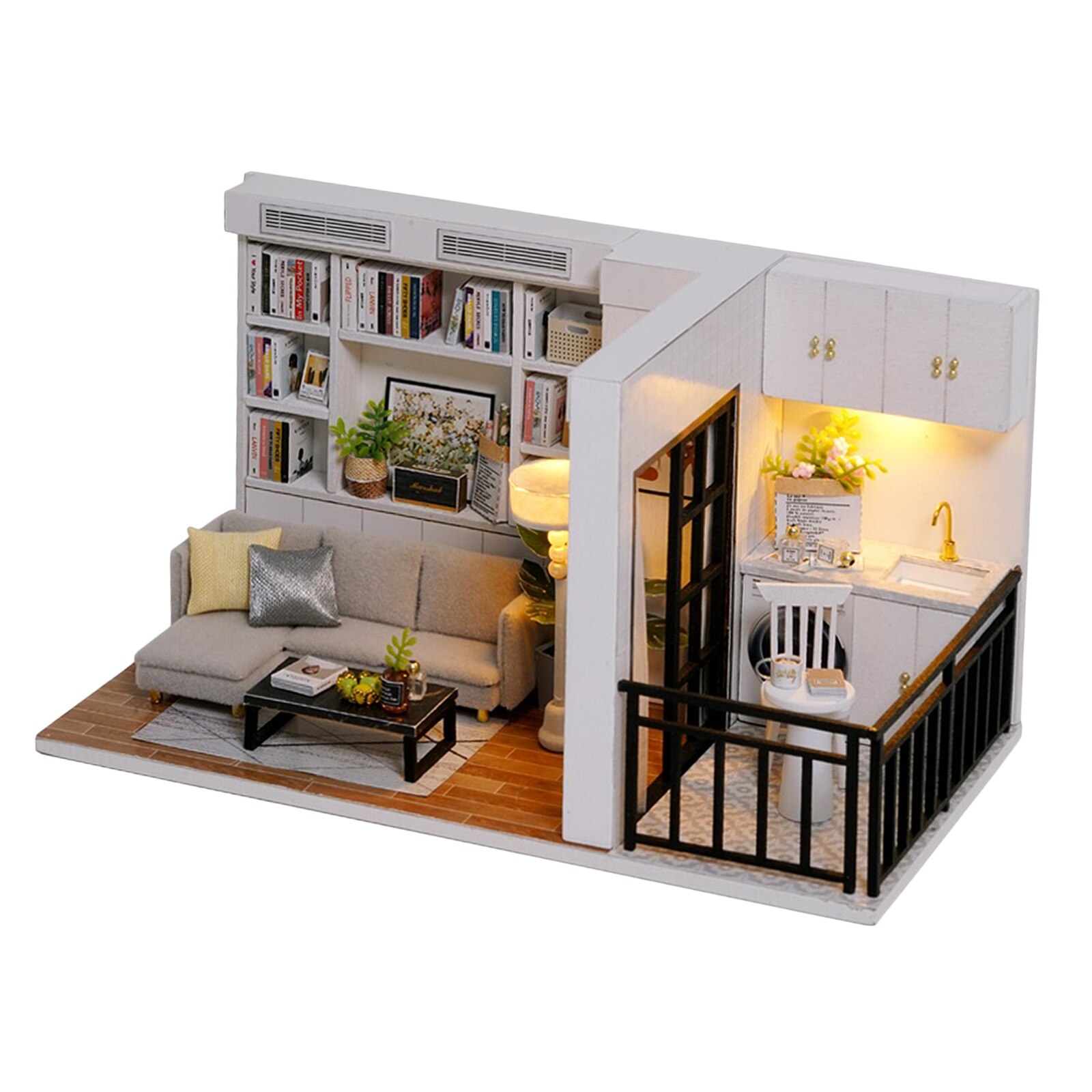 DIY Handcraft Miniature Project Dolls House LED Light Dolls House Living Room