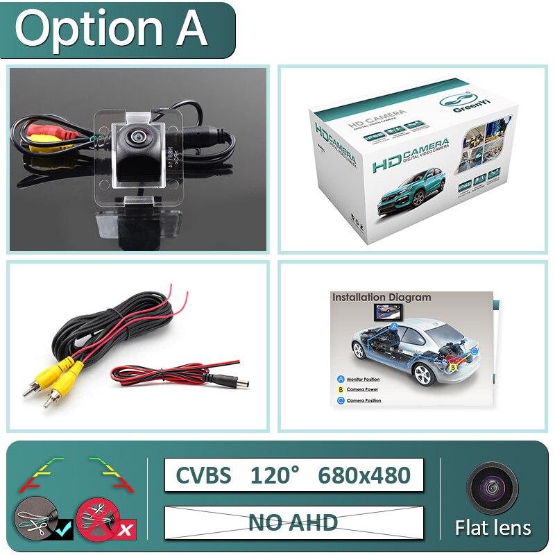 GreenYi HD AHD 1080P 170 Degree Fisheye Lens Vehicle Rear View Camera For Mercedes-Benz GLK Car: A-680x480-120deg