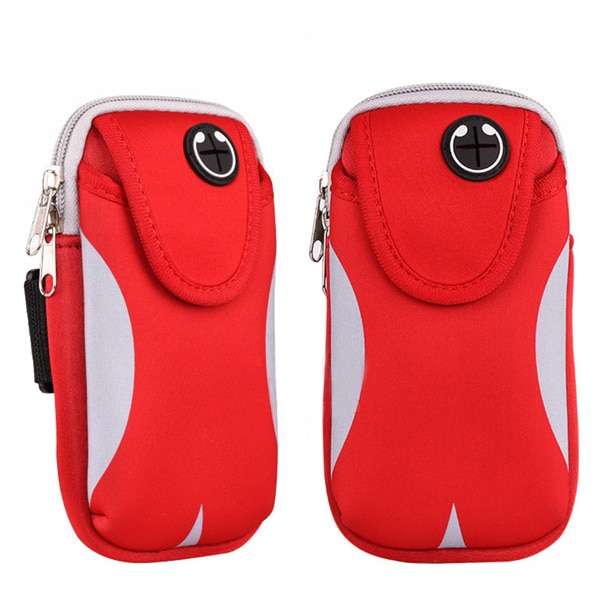 6 tommer sports løbebånd til iphone samsung huawei udendørs gym vandtæt telefon taske armbånd taske sag arm holder cover: Rød