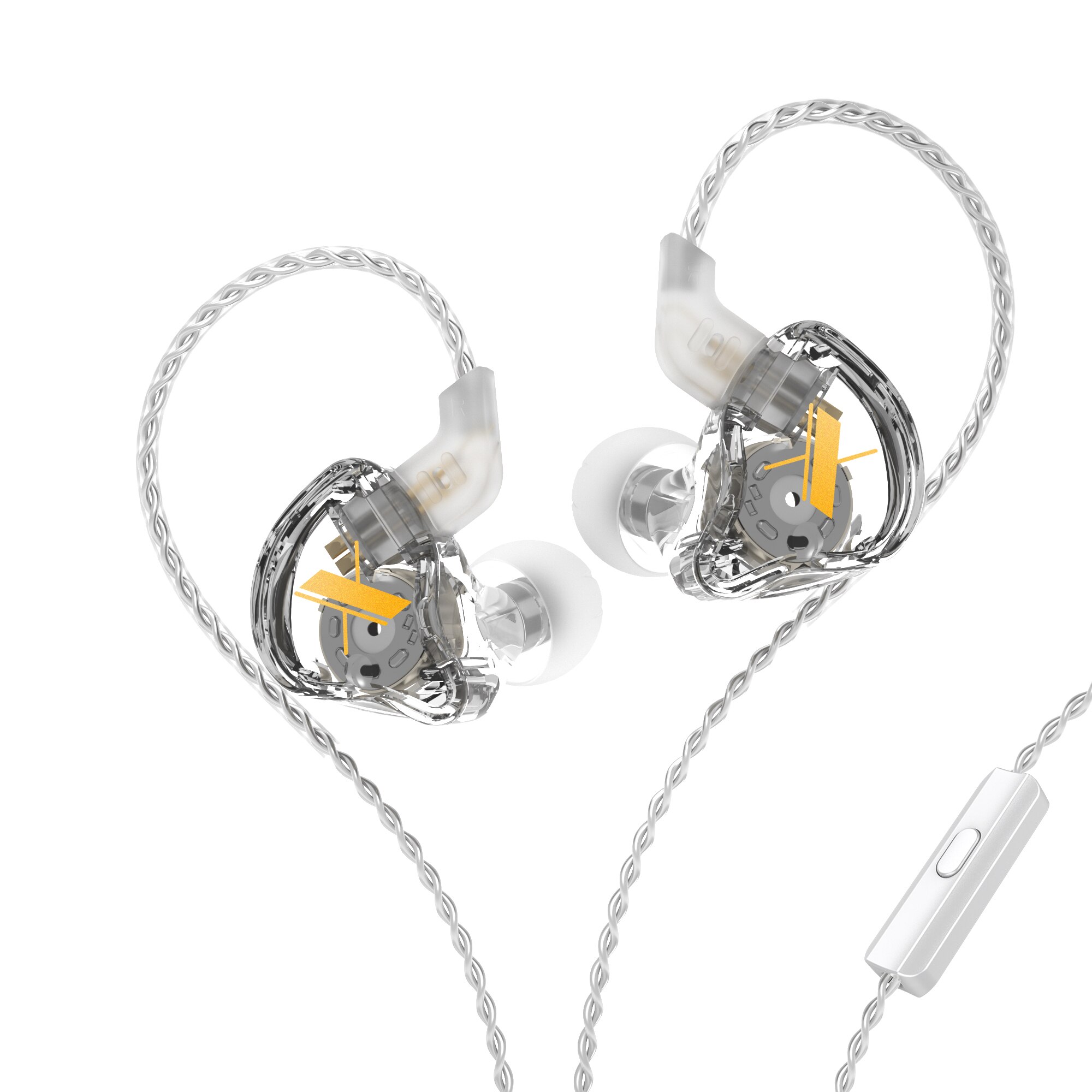 Auriculares dinámicos KZ EDX 1DD con Monitor de alta fidelidad para DJ, auriculares deportivos con cancelación de ruido, auriculares KZ ZST X ZSN PRO EDR1 ZAX ED9 ED12 ATE ZS3 ES3 ZS4 ZS3E: Clear Silver MIC