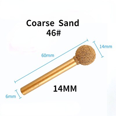 Gelötete Diamant Schleifen Kopf 6mm Schaft/Legierung Schleifen Kopf Grob Sand Feine Sand/stein Carving Schleifen Kopf sphärische: grob Sand 14mm