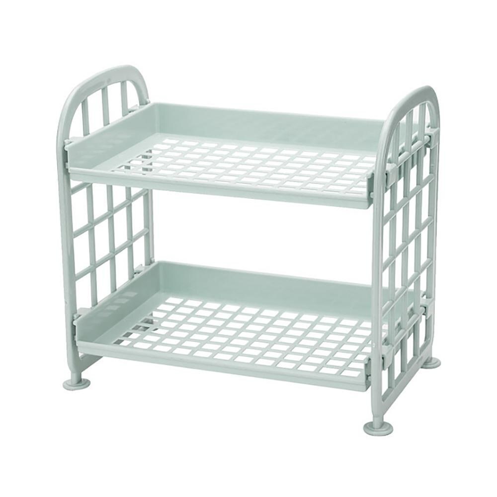 JEYL Storage Shelves,Plastic Small Storage Shelves - 2 Tier Shelf Shelving,Kitchen Shelf Bathroom Organizer: Nordic Blue