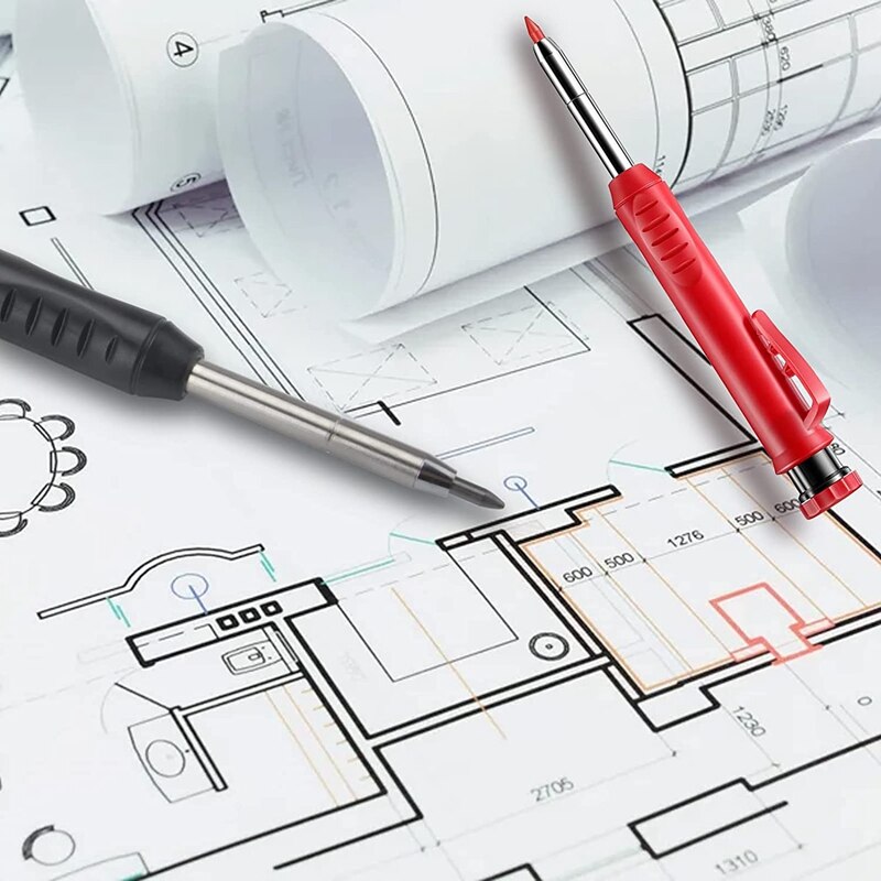 2Pcs Carpenter Pencils Set Solid Carpenter Pencil Carpentry Automatic Pencils Set Marking Tool For Carpenter Scriber