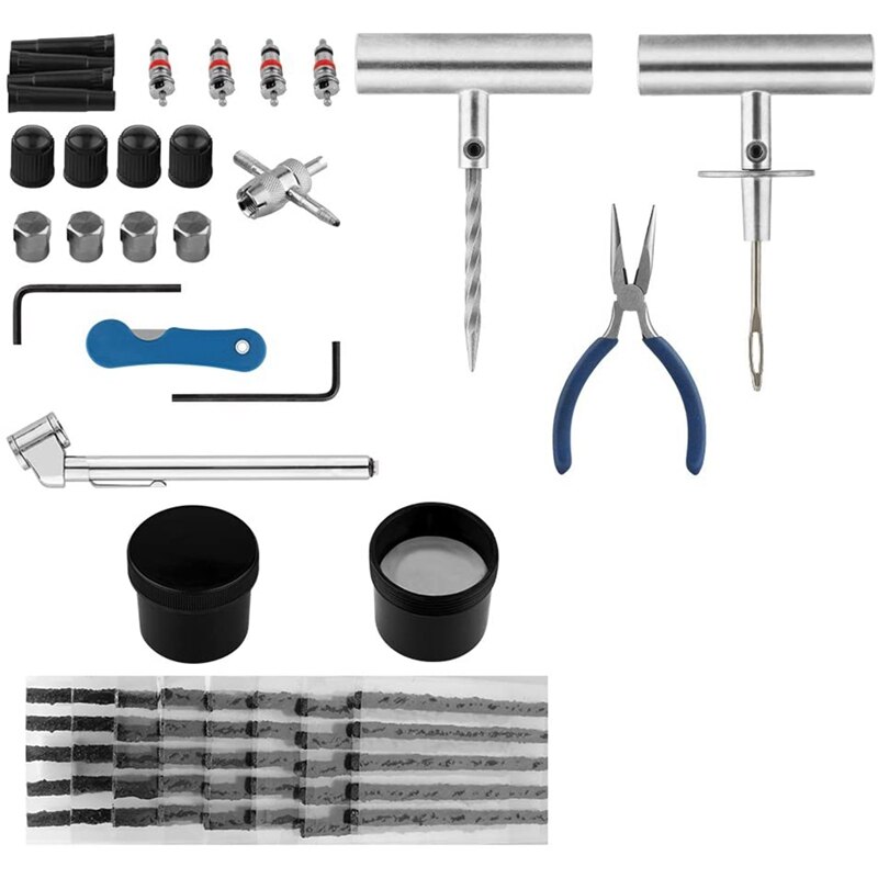 Tire Repair Kit - 67Pcs Heavy Duty Tire Repair Tools & Tire Repair Set for Car, Car Tubeless Heavy Duty Repair Tool