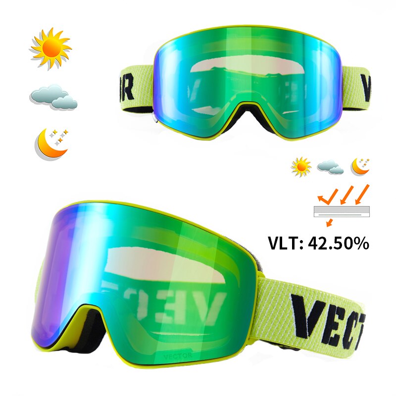 VECTOR Ski-Gafas de esquí de doble capa UV400, con protección UV antiniebla, gafas de esquí grande, gafas de Snowboard para hombre y mujer: Colour 3