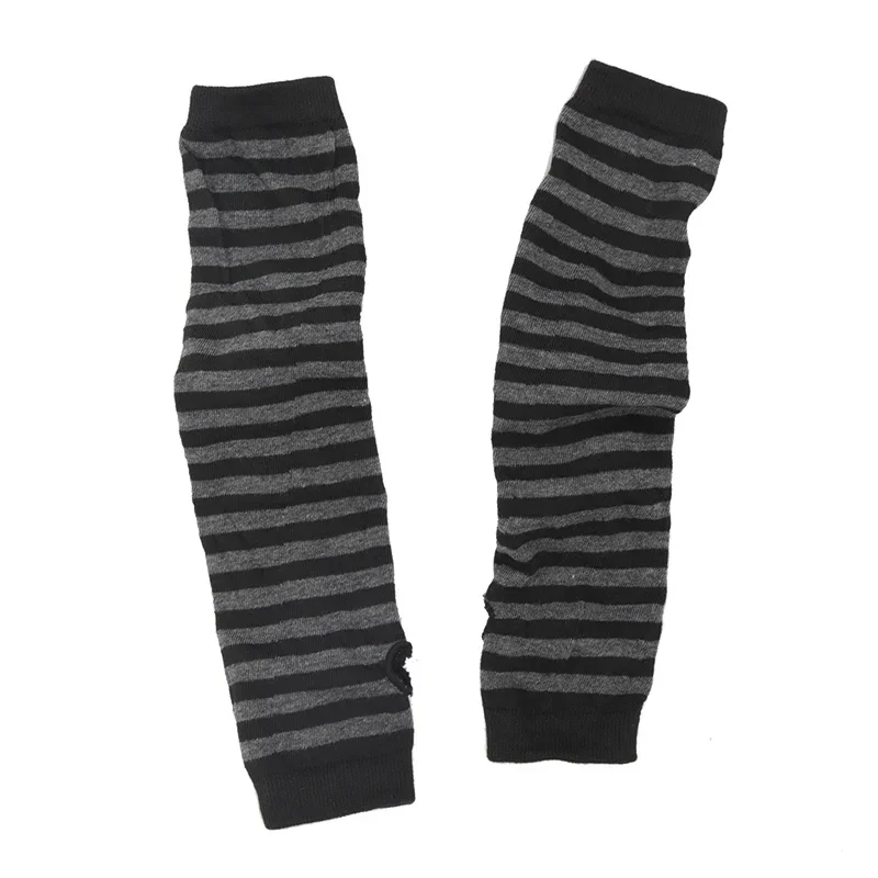 Vrouwen Winter Warme Lange Mouwen Handschoenen Vingerloze Streep Hiphop Gebreide Elleboog Wanten Elastische Outdoor Warmer Arm Halloween: Lavendel