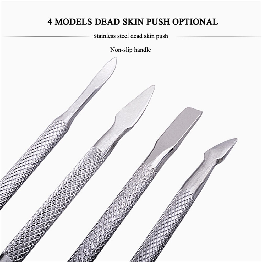 Ferramentas de cuidados com as unhas dupla terminou cortador de cutícula empurrador cutícula de aço inoxidável pele morta limpar manicure ferramentas