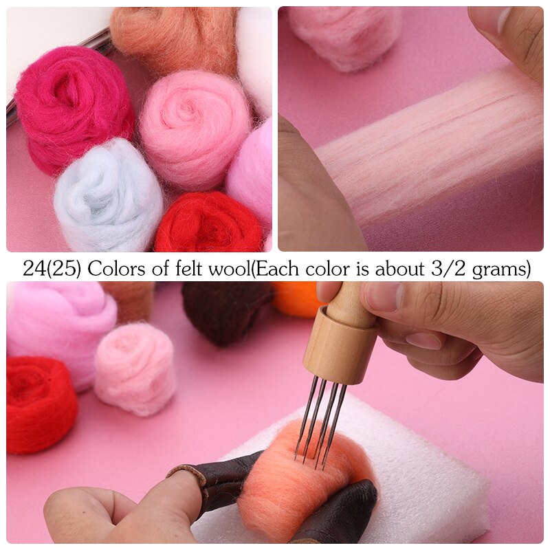 IMZAY-Kit de fieltro de aguja 2g/3g, materiales de tela de fibra de lana, herramientas, conjunto de accesorios, paquete artesanal hecho a mano para principiantes