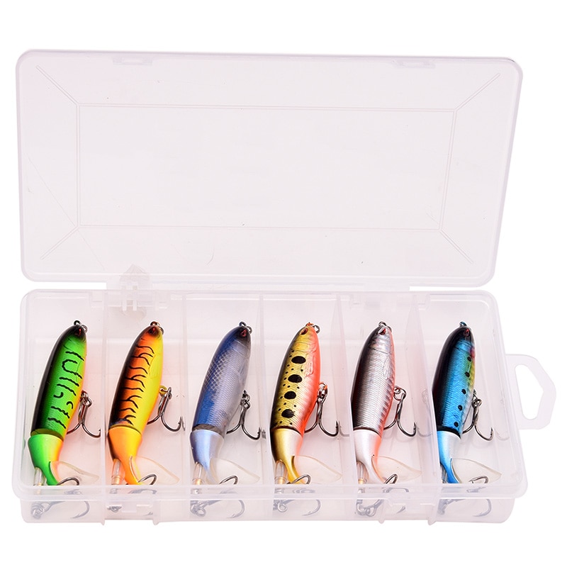 6Pcs with Box Whopper Plopper 100Mm 13G Floating Popper Fishing Lure Artificial Hard Bait Wobbler Rotating Tail Fishing Tackle: Default Title