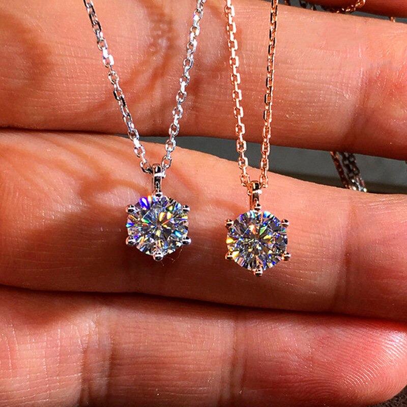 Huitan – colliers avec pendentif Solitaire à Six broches pour femmes, Simple et classique, couleur argent/or Rose, brillant, CZ, d'anniversaire, bijoux
