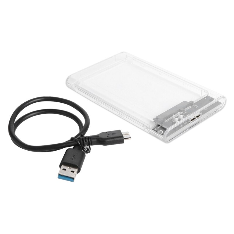 Transparent 2.5" HDD Enclosure SATA to USB3 Portable Clear Hard Drive Disk SSD Supports UASP SATA III Tool-Free: Default Title