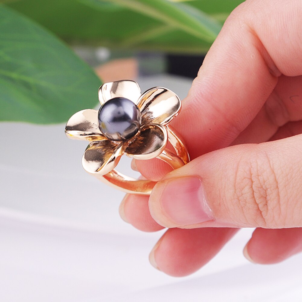 Cring Coco Plumeria Rubra Sieraden Sets Vergulde Parel Ring Oorbellen En Kettingen Vrouwen Mode Ketting Kettingen Set