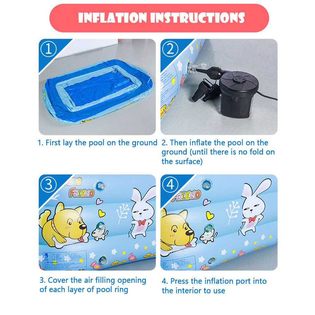 Children's Inflatable Pool Rectangular Inflatable Swimming Pool Thicken Home Baby Swimming Pool Inflatable Swimming Pool*3