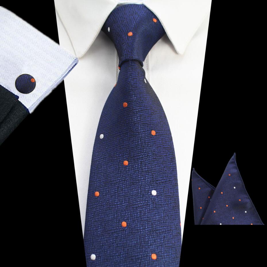 Rbocott 8cm conjuntos de gravata novo design para homem xadrez & dot & paisley gravata lenço abotoaduras define negócios festa de casamento pescoço laços: 07