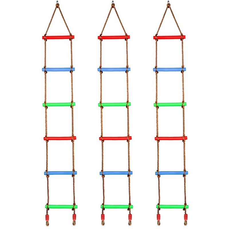 Children Climbing Ladder Outdoor Kids Fitness Toy Rope Ladder Multi Rungs Climbing Game Single-head Six-speed Plastic Ladder: Default Title