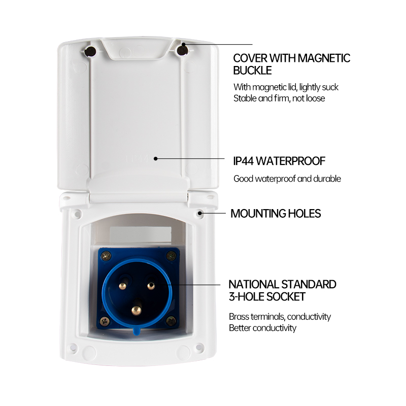 RV External Power Connector 220V-240V 16A External Flush Hook Up Waterproof Plug Socket Camper Caravan Accessories