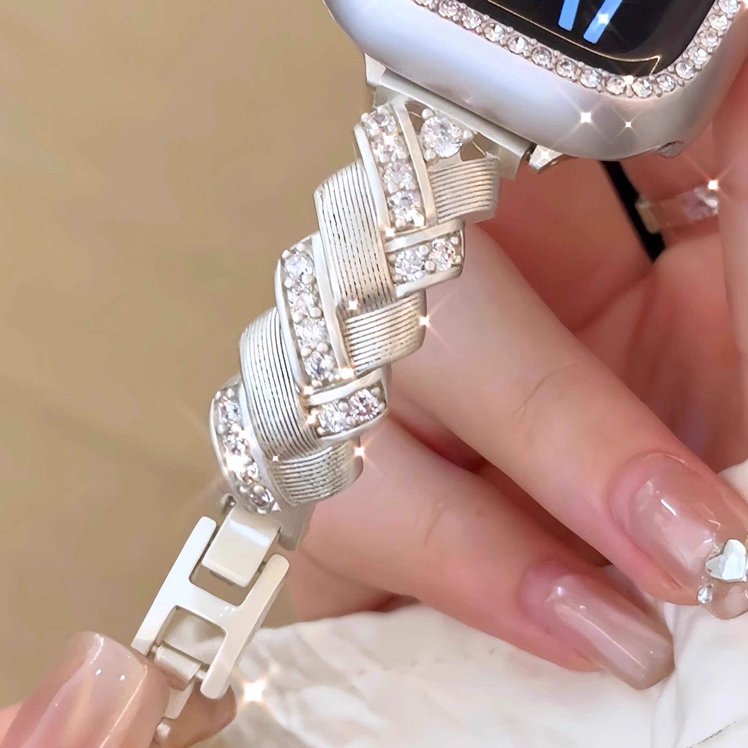 Bracelet en diamant pour montre Apple, en métal, pour iWatch série 10 9 8 7 SE Ultra 49mm 42mm 46mm 41mm 38mm 40mm 45mm