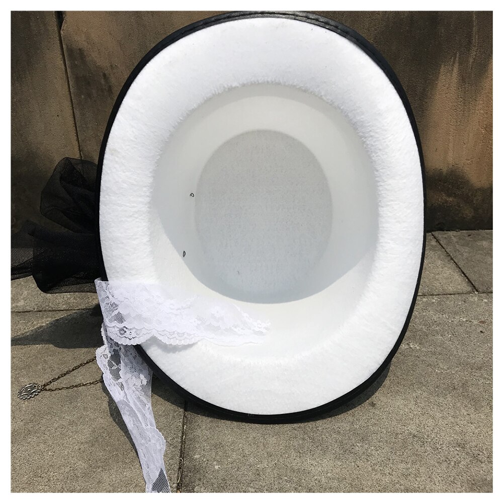 Kobiety retro Wykonany ręcznie Steampunk cylinder z okularami zębatymi i koronką etap magiczny kapelusz wydajność kapelusz biały rozmiar 57CM Steampunk kapelusz