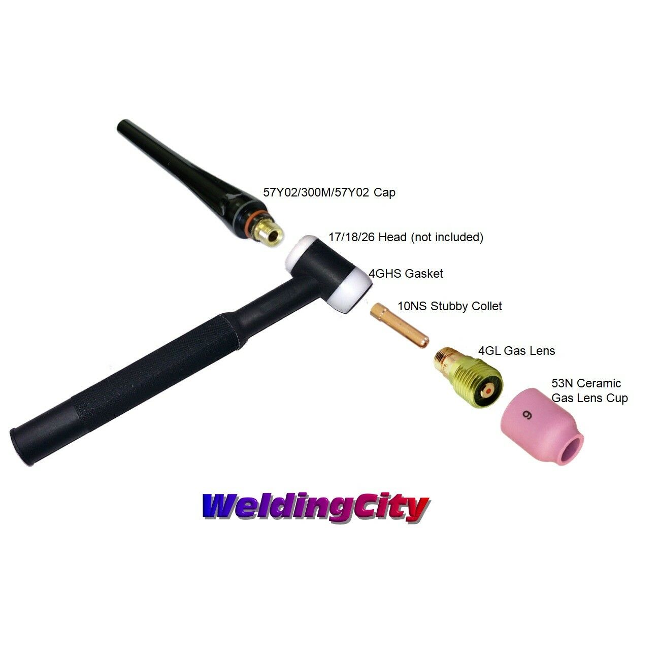 TIG Welding Torch 17/18/26 Stubby Gas Lens Kit 1/16"-3/32" T23D