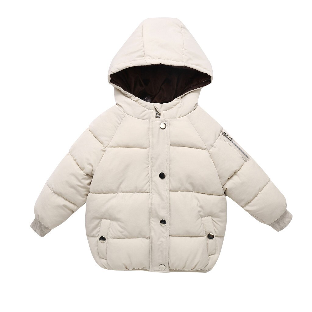Kids Jas Kinderen Winter Kleding Brief Knop Warm Meisje Jongens Hooded Jassen Bovenkleding Jassen kids snowsuits winter meisjes wint: Beige / 6