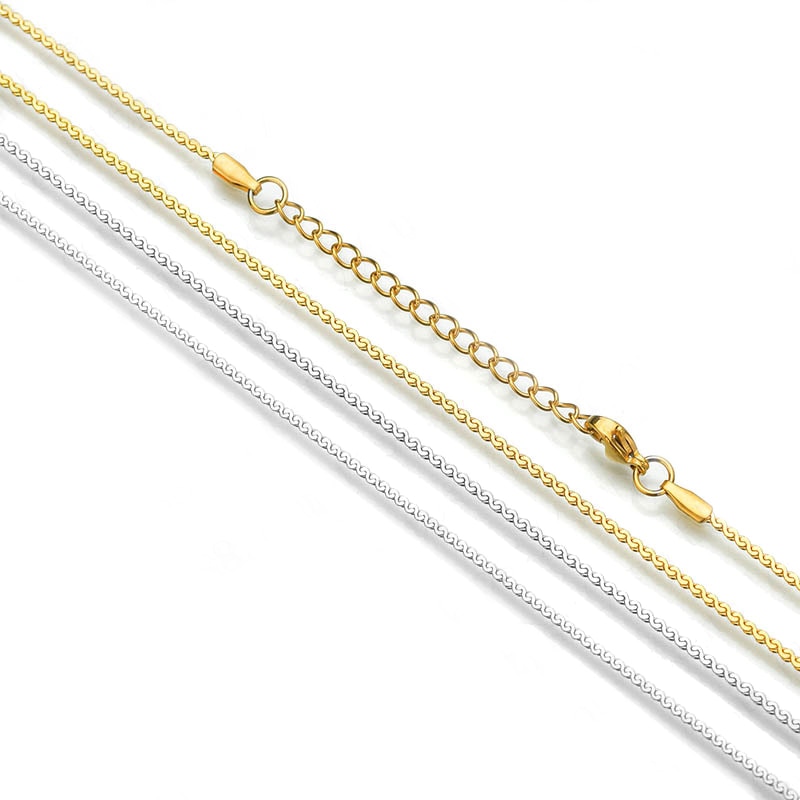 1 Pc 1.4/1.5Mm Rvs Ketting Voor Mannen Vrouwen Sieraden S-Vorm Zilver Kleur Schakelkettingen dagelijkse Accessoires 40Cm Lange