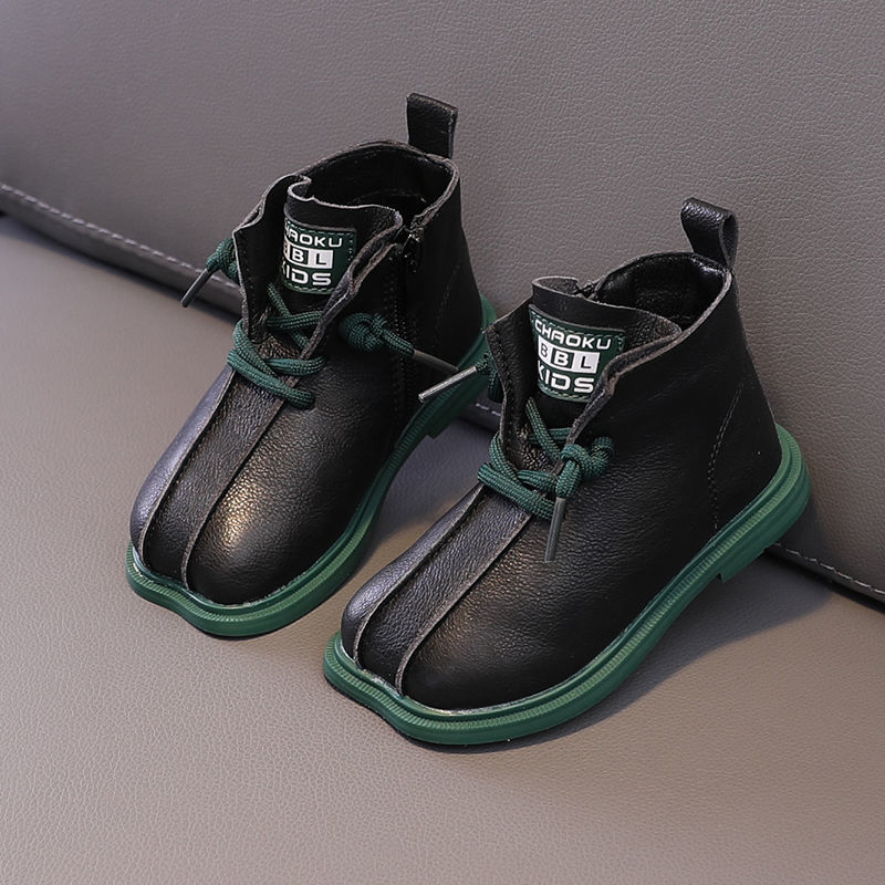 Zapatos de otoño para niños pequeños, botas cortas cómodas de fondo suave, estilo británico, de , de 1 a 6 años,: Black / 29 (Insole 17.5cm)