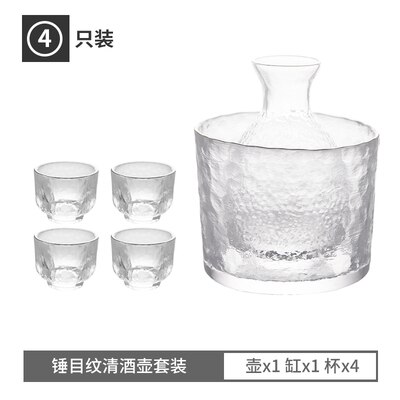 DEOUNY Japanischen Stil Willen Flachmann Sets Glas Wärmer Heißer Topf Weiß Wein Tassen Kaffee Gehämmert Gold Rand Bar: a