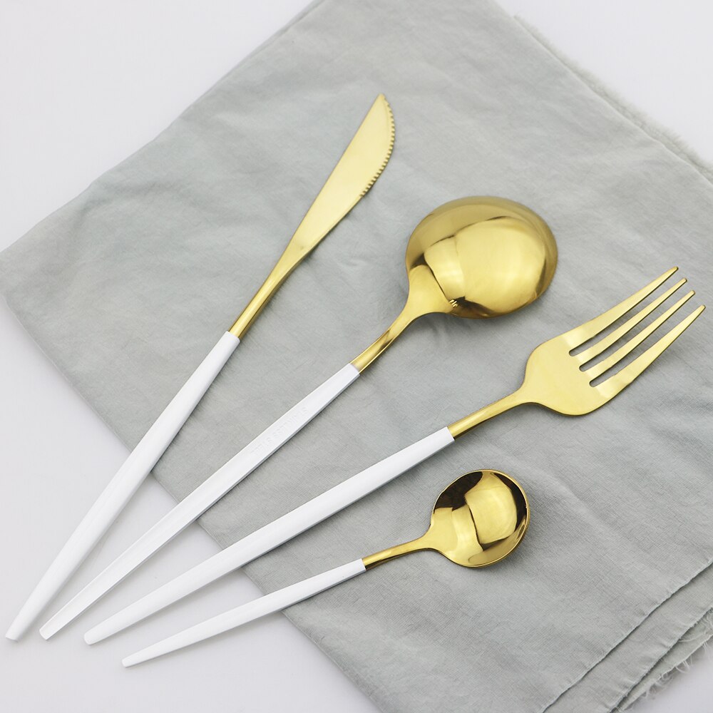 Silver Cutlery Set Stainless Steel Dinnerware Set Knife Dessert Fork Coffee Spoon Dinner Set Kitchen Tableware Silverware Set