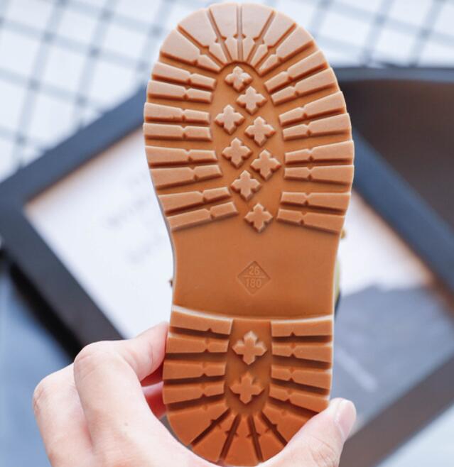 Vinter pojkar korta stövlar barnskor flickor läder martin boots student sneakers plus sammet varma barn snöstövlar