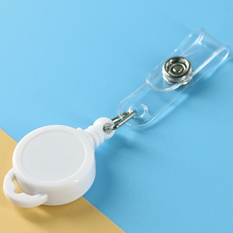 Retractable Pull Badge ID Lanyard Name Tag Card Badge Holder Reels Key Ring Chain Anti-Lost Clips School Student Office Supplies: White
