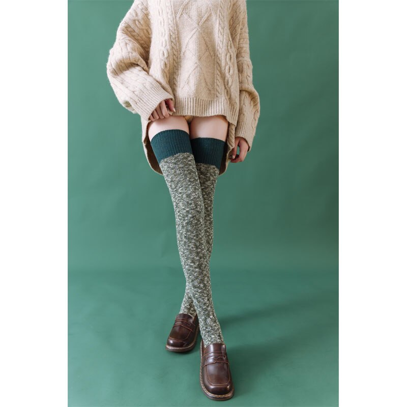 Studenter tjejer stickade strumpor vinter varma strumpor strumpor över knä stickade strumpor dam tights dam långa strumpor hög tight