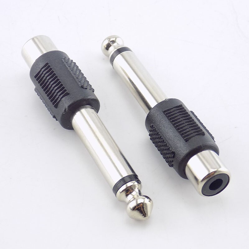 Audio Adapters RCA/AV Female Jack to 6.35mm Male Plug to RCA Female Connectors Plugs For DIY FM Microphone Mic 4pcs/lot