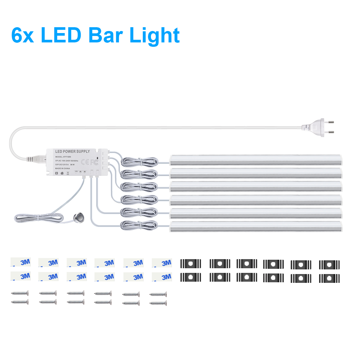 Stepless Dimmable LED Bar Light Tube 12V Touch Switch Sensor Central Control Aluminium Lamp DIY Under Cabinet Closet Backlight: Light Grey / Warm White / 0.55m