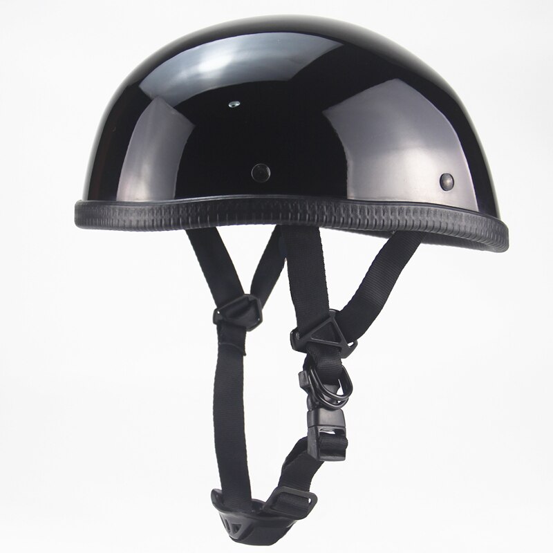 Vintage Half Face Motorcycle Helmet Retro German Kask Cafe Racer Scooter Cruiser Capacete approved,ABS: Bright black / S