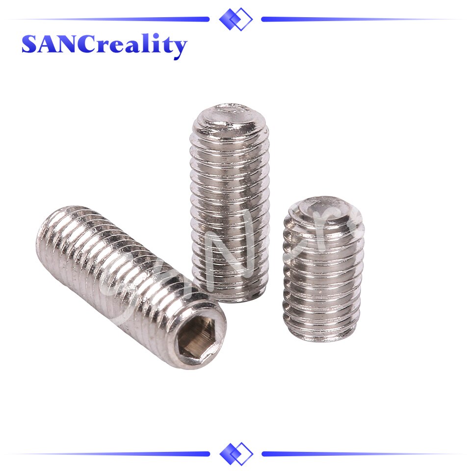 Hexagon Hex Socket Set Screw Flat Point Allen Head M3 Grub Screw Stainless Steel Headless Set Screw for 3D Printer
